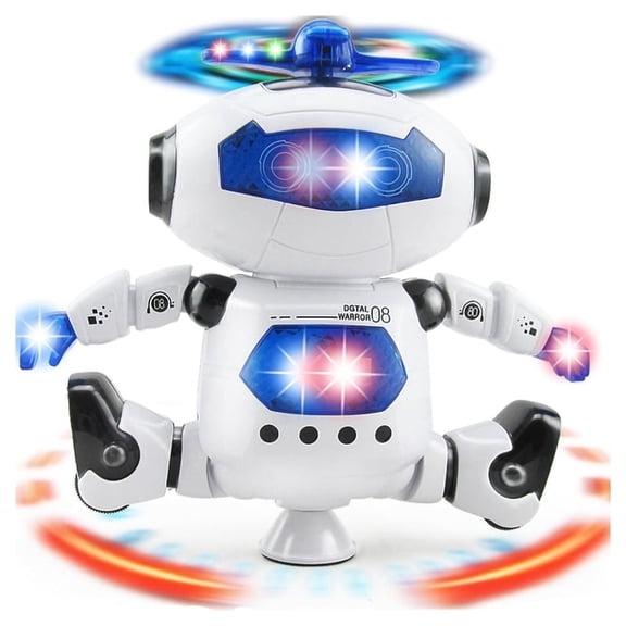 Dammyty Robot Toy for Kids, Intelligent Electronic Walking Dancing Singing Robot Toys with 360° Body Spinning and Flashing Lights, Birthday Gift for Toddlers