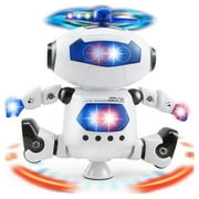 Dammyty Robot Toy for Kids, Intelligent Electronic Walking Dancing Singing Robot Toys with 360 Body Spinning and Flashing Lights, Birthday Gift for Toddlers