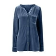 thumbnail image 5 of Scyoekwg Long Sleeve Tee Shirts for Women Trendy V-Neck Tunic Tops Classic Solid Colors Velvet Buttons Pokets Casual Loose Lightweight Blouses Long Sleeve Shirts Comfy Pullover Shirts Blue L, 5 of 5