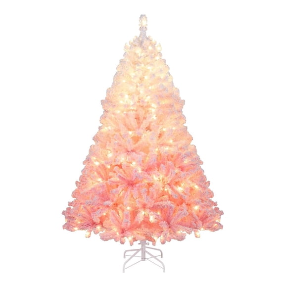 Demi Bonn 6 FT White & Pink Artificial Christmas Tree - 820 Branch Tips, 1250 LEDs, 8 Lighting Modes, Gradient Color
