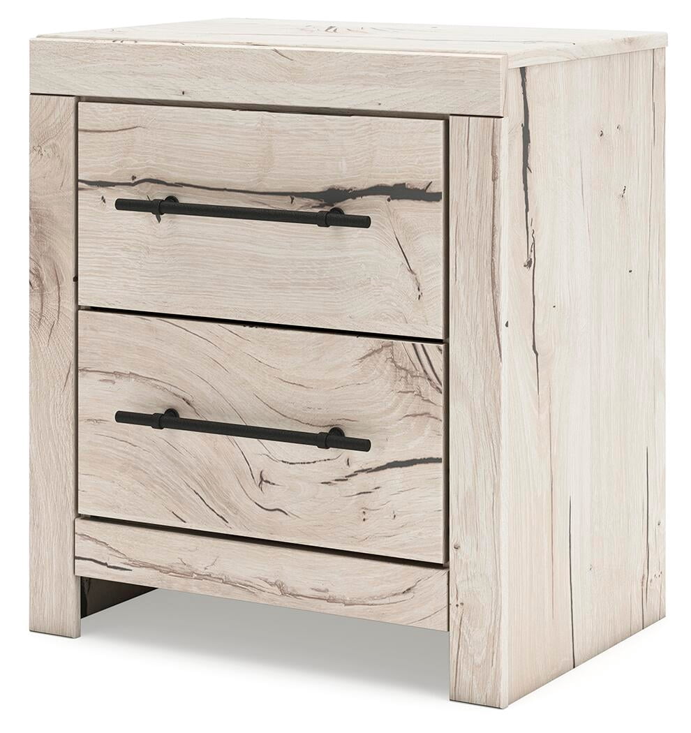 Signature Design by Ashley Lawroy Rustic Farmhouse 2 Drawer Nightstand with USB Charging Ports, Light Brown