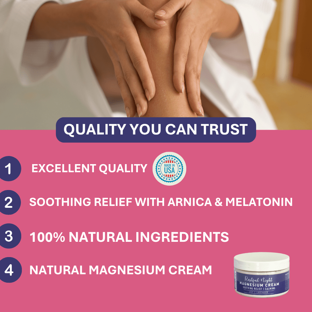 Botanicals Restful Night Magnesium Cream, Apply to Arms, Legs, Chest or Back with Valerian Root & Melatonin, Lavender Scented, 4 oz, Natural Soothing Relief, Made in the USA