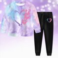 thumbnail image 2 of Toddler Girl Fall Outfits 24 Months 2T 3T 4T 5T 6T 7T Toddler Baby Girl Fall Winter Clothes Tie-dye Long Sleeve Pullover Sweatshirts Jogger Pants Light Purple Size 6-7 Years, 2 of 9