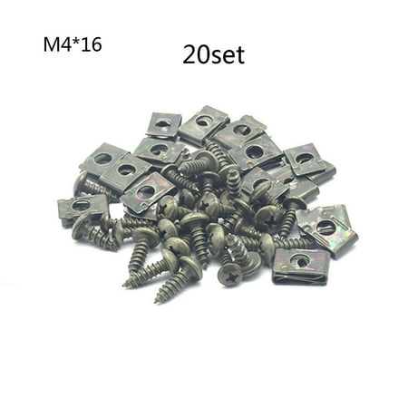 

BYDOT 20 Sets M4/M5 Dark Green Motorcycle Anti-Rust U-Type Metal Clips Self-Tapping Screws Retainer Fairing Bolts Kit for Ebike Moped Scooter ATV