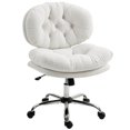 thumbnail image 1 of Armless Cream White Office Chair | Adjustable Height Task Chair for Home & Study - Linen-Feel Fabric, 25.6" Wide, 37" High, 1 of 7