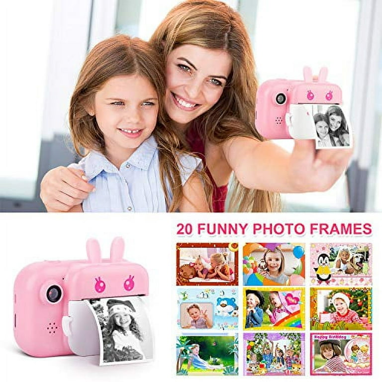 Instant Print Camera for Kids - Updgrade Selfie Kids Camera with Zero Ink, Dual Lens, 1080P HD, 2.4 Inch, 1000 mAh