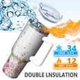 thumbnail image 5 of OBREWU Pioneer Flower Tumbler with Handle and Lid,40oz Pioneer Flower Double Wall Vacuum Insulated Tumbler,Pioneer Flower Cups Gift for Women and Men, 5 of 7
