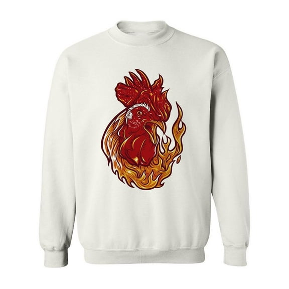 Fiery Rooster Design Sweatshirt Men -Image by Shutterstock, Male 4X-Large