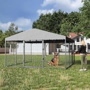 Gotland Large Outdoor Dog Kennel Heavy Duty Cage Fence with Waterproof Roof Cover and Sturdy Galvanized Metal Frame,Double Safety Locks