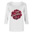 thumbnail image 3 of FMFYFH Hauts de la Saint-Valentin à Manches 3/4 pour Femmes, T-Shirts à Col Rond, Tunique Ample Décontractée, 3 of 5