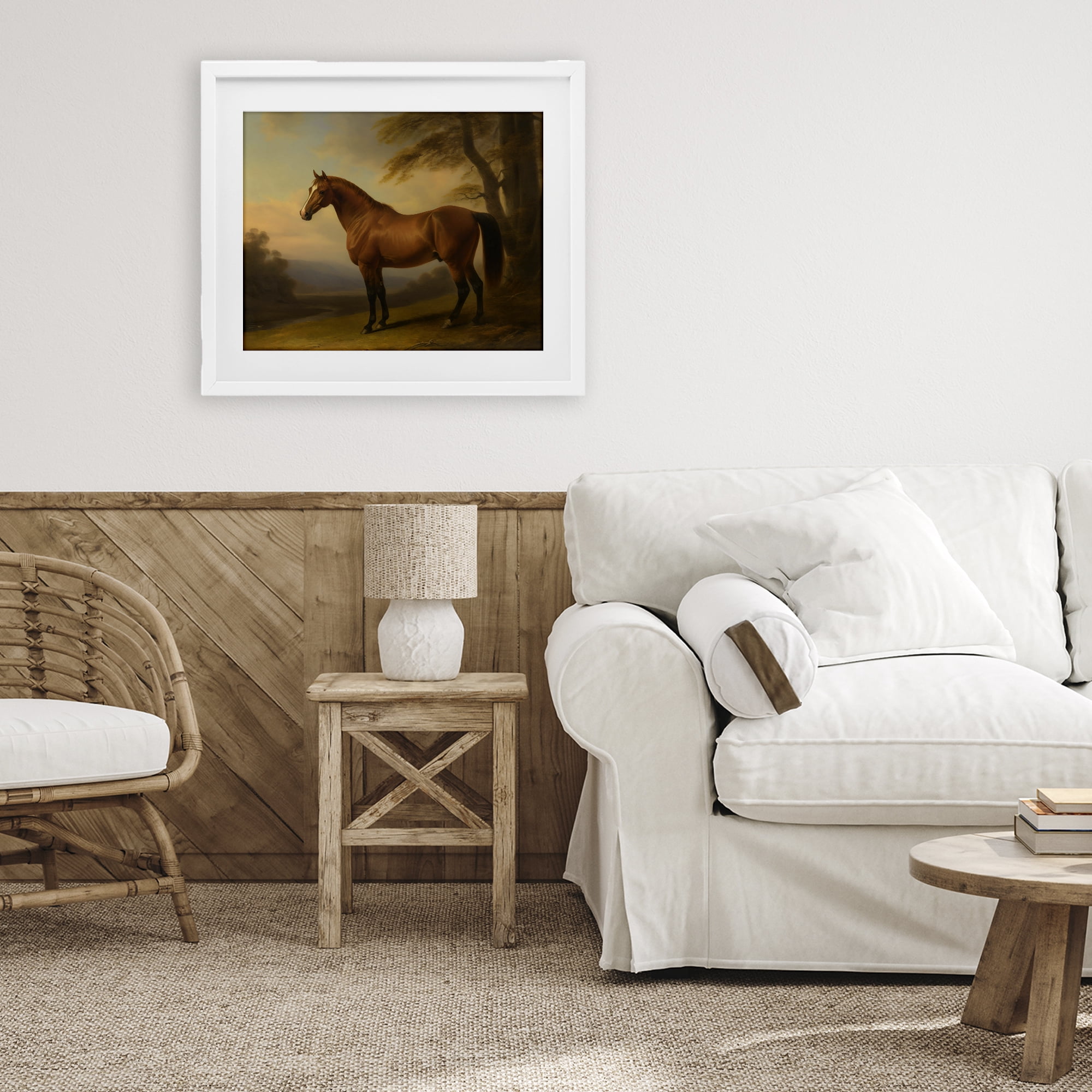 Stupell Industries Vintage Chestnut Horse White Framed Print Under Glass, design by Creative Studio