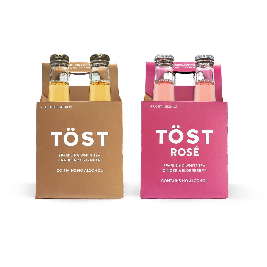 TÖST + TÖST Rosé All-Natural Non-Alcoholic Sparkling Beverage, Combo Pack 250 ML - 32 pack