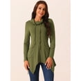 thumbnail image 3 of DARING DIVA Women's Cowl Neck Asymmetrical Hem Tunic Tops with Pockets Army Green L, 3 of 6