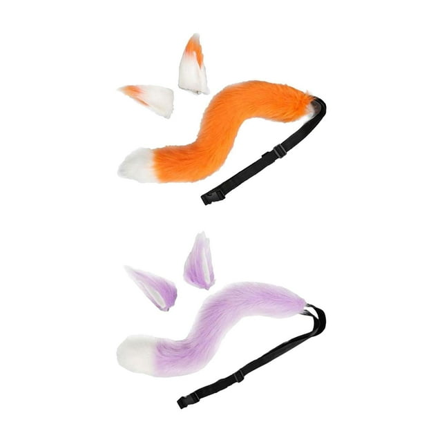 2 Set Orejas Y Cola Orejas De Gato Tocado Para Disfraces Violeta NaranjaBlanco Sunnimix cola de traje