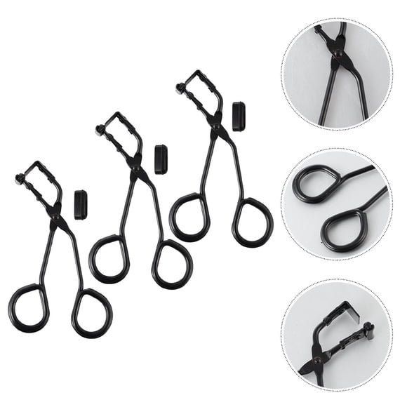 unbranded 3Jgo Pinzas Rizadoras De Pestañas Negras Con Estructura De Silicona E Hierro Para Maquillaje