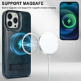 thumbnail image 6 of Designed for iPhone 16 Pro Max, Luxury Slim Fit PU Leather Back Case with Magsafe Kickstand Wireless Charging Luxury Protective Anti-slip Durable Phone Cover for iPhone 16 Pro Max, Blue, 6 of 8
