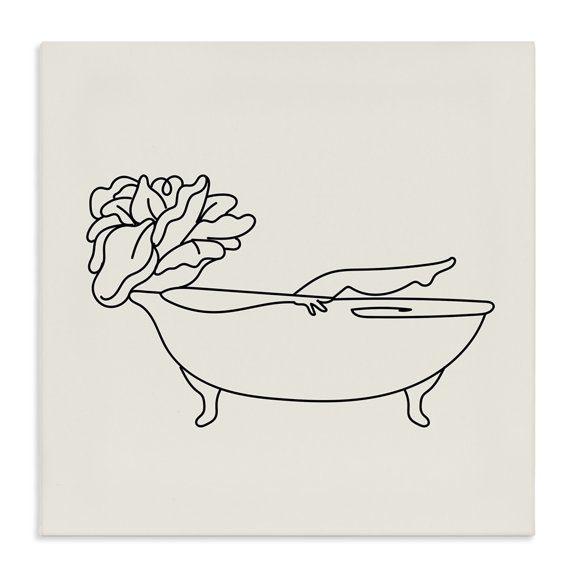 Stupell Industries Eclectic Floral Person Bathing Line Doodle Canvas Art, 36 x 36, by Lil' Rue