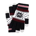 thumbnail image 1 of 1 Pair Cycling Gloves Three Fingers Touch Screen Sensitive Polyester Snowflake Pattern Gloves for Winter, 1 of 10