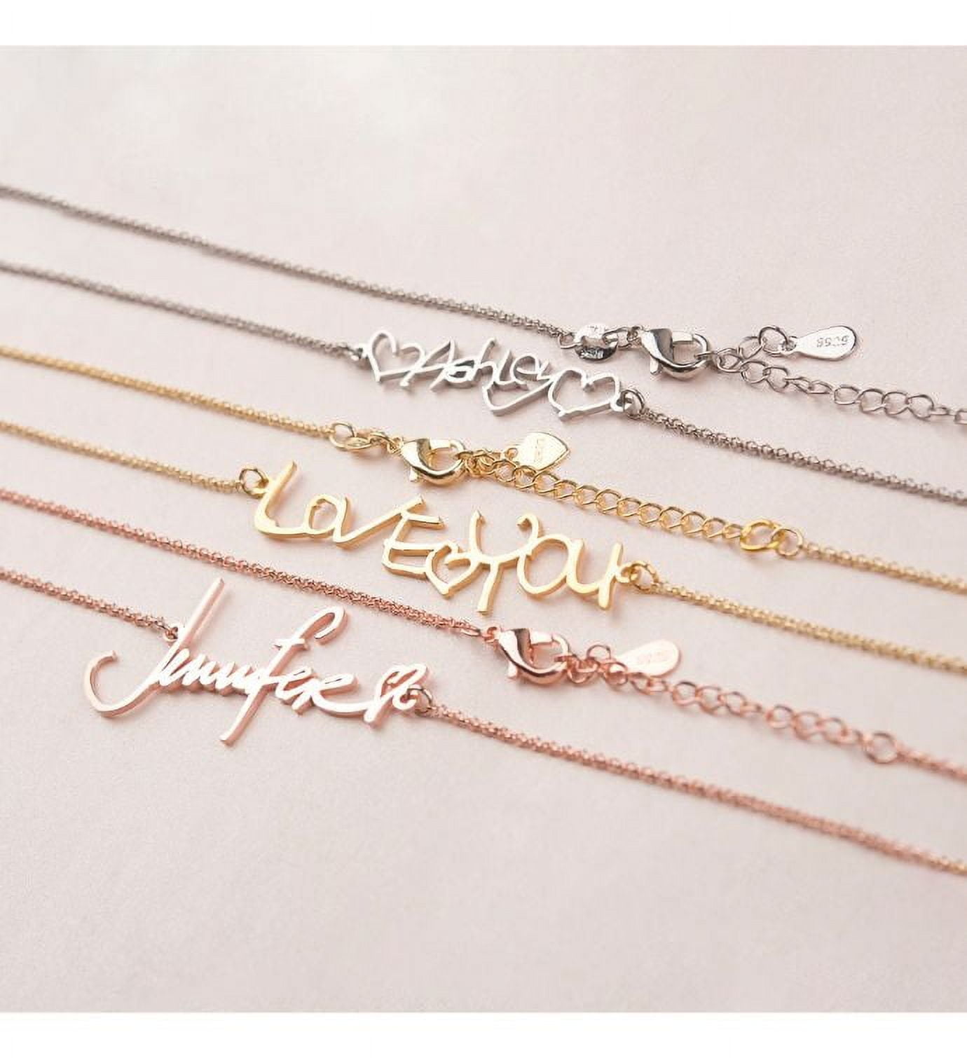 Anavia Sterling Silver Personalized Actual Handwriting Necklace - Custom Hand Writing Memorial Necklace - Handwritten Name Necklace - Signature Necklace