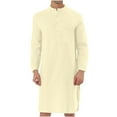 thumbnail image 6 of Xysaqa Mens Nightgown, Long Sleeve Henley Shirt Pajamas for Men Loose Fit Mock Neck Lounge Sleep Nightwear Comfy Cotton Nightshirt with Front Pocket S-XXL, 6 of 6