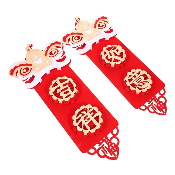Soimiss 1Pair Red Front Door Couplet Three Dimensional New Year Craft Festival Decoration