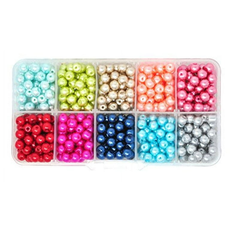 Glass Pearl Beads for Jewelry Making, Faux Pearls for Crafts with Hole  Assortment Kit 500 PCs Bulk Pack by Mandala Crafts ( Combo 3, 6mm) 
