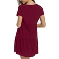 thumbnail image 3 of WTXUE Dresses, Shift Short Sleeve Vestidos Casuales Para Mujer V-Neck, Sleeve Short Ruffle Casual V Swing Loose Dress Solid Mid-Length Women, Red Size S, 3 of 5