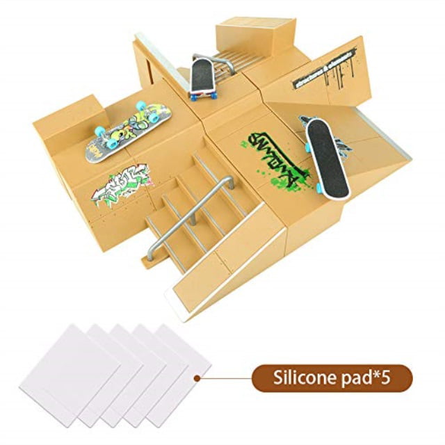 SILICPS Finger Skateboard Park with Stair/&Handrails Mini Skate Park Kit Ramp with Tools for Fingerboards Ultimate Parks Training Props Interactive Tabletop Freestyle Skate Game