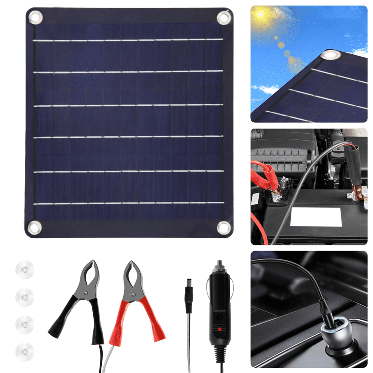 10W Solar Panel Kit 12V Waterproof Solar Trickle Charger Portable Solar Powered Charger Car Battery Maintainer