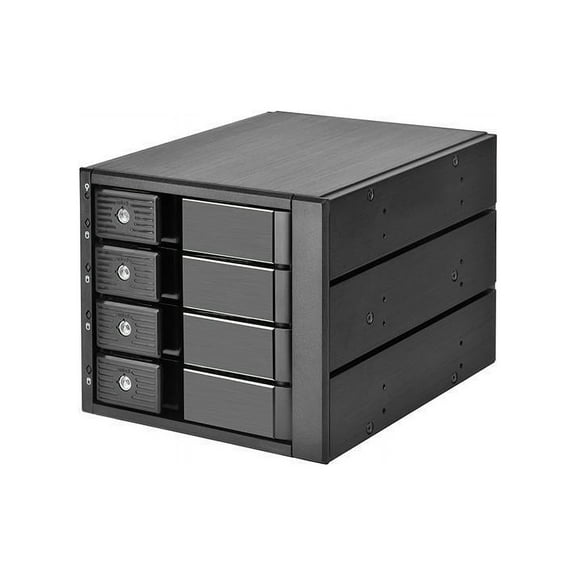 Three 5.25" device bay to four 3.5" SAS-12G / SATA 6Gbit/s trayless hot-swap cage