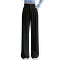 thumbnail image 2 of FAMTKT Women's Loose Fit High Waisted Wide Leg Pants Straight Long Trousers Suit Pants Casual Pants, 2 of 9