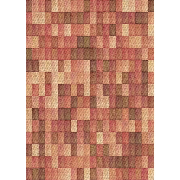 Ahgly Company Indoor Rectangle Patterned Grapefruit Red Area Rugs, 7' x 10'