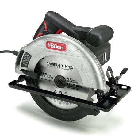 Hyper Tough 12 Amp Corded 7-1/4 inch Circular Saw with Steel Plate Shoe Adjustable Bevel Blade & Rip Fence