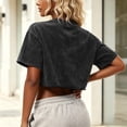 thumbnail image 5 of Cropped T Shirts for Women Vintage Tees Crop T-Shirts Oversized Cotton Tshirt Short Sleeve Casual Round Neck Basic Tees Loose Summer Top, 5 of 5