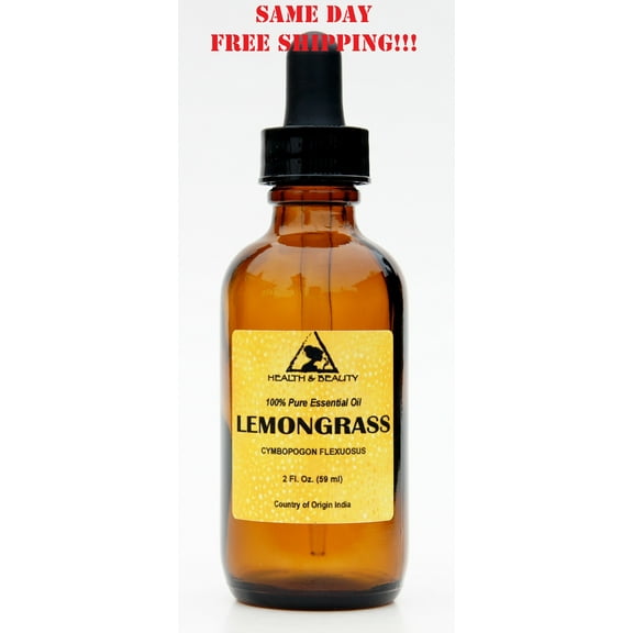 LEMONGRASS ESSENTIAL OIL AROMATHERAPY NATURAL 100% PURE GLASS DROPP 2 OZ, 59 ml