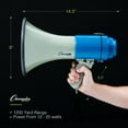 thumbnail image 5 of Champion Sports Megaphone with Siren, Handheld Microphone, Shoulder Strap, Powerful Bullhorn Loudspeaker with Adjustable Volume Control for Sport Events, Concerts, Crowd Control, White/Blue, 12 Watts, 5 of 5