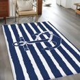 thumbnail image 3 of Area Rug 4x6 Ft, Navy Blue Anchor Nautical Non Slip Area Rugs for Bedroom, Navy Blue Striped Farmhouse Washable Low Pile Indoor Throw Carpet for Home Office Study Room Dining Room Nursery, 3 of 9