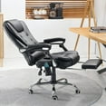 thumbnail image 3 of YODOLLA Ergonomic Reclining Office Chair, Heat & Massage High Back Desk Chair w/Retractable Footrest, Executive Swivel Leather Chair for Office, Home, Study, Black, 3 of 9