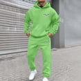 thumbnail image 2 of Valora Men Fahion Outfit Men's SuitsMen's And Women's Autumn And Winter Fashion Casual Letter Printed Sports Long Sleeved Hoodie Set Green S, 2 of 3