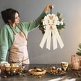 thumbnail image 5 of Large Handmade Decorative Wreath Bow, Beige Polyester Ice Silk Ribbon Bow for Front Door, Farmhouse Wreath, Christmas Tree, Garland, Wedding, Birthday, Porch, Gift Wrapping and Seasonal Home Decor, 5 of 5