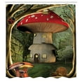 thumbnail image 3 of Ambesonne Colorful Shower Curtain, Mushroom Magic Forest, 69"Wx70"L, Red Pale Coffee Green, 3 of 5