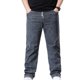 thumbnail image 5 of Pantalones de Cintura Elástica para Hombre Color Sólido Negocios Jeans de Denim Casual con Bolsillos, Pantalones de Ajuste Suelto Recto, Poliéster Spandex, 5 of 9