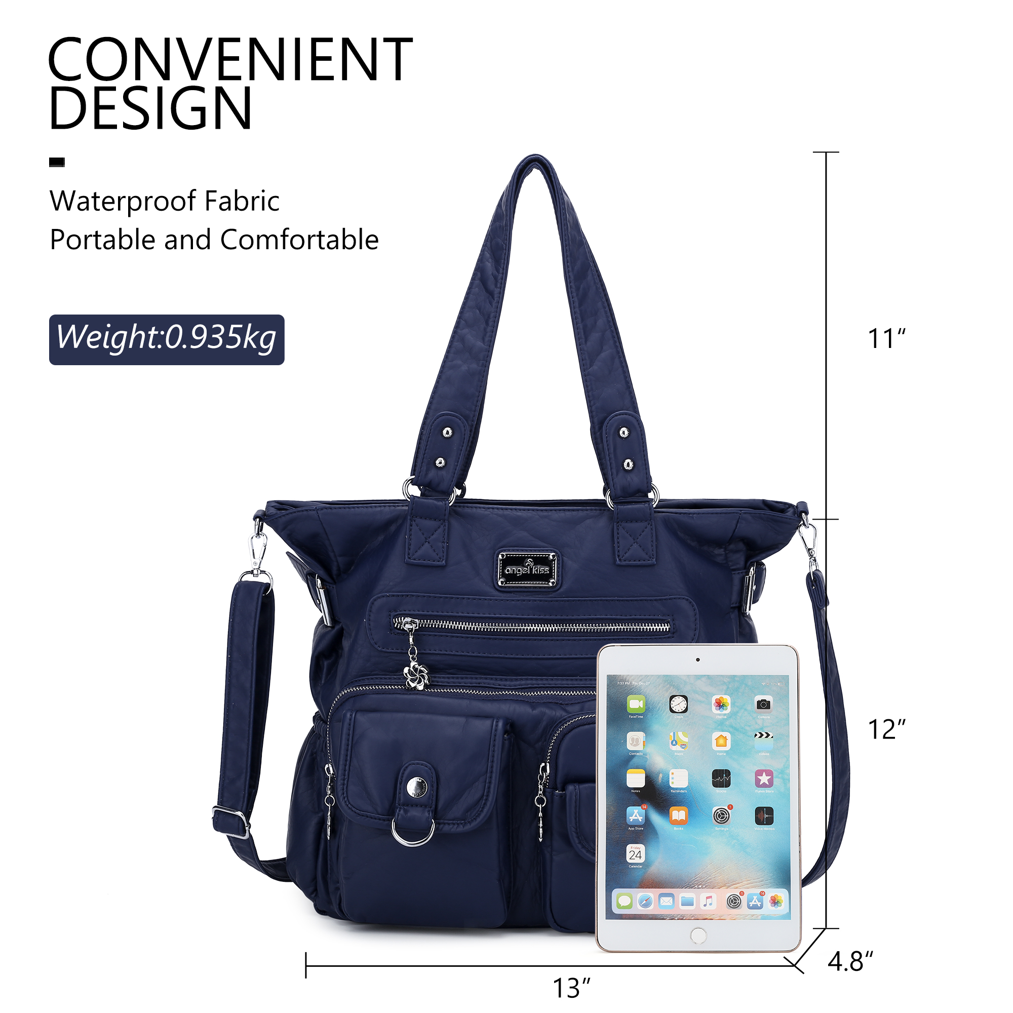 Angelkiss Purses Handbags for Women PU Tote Satchel Bags for Women Pockets Shoulder Bag