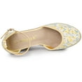 thumbnail image 4 of BLISSFUL STEP Sandales Compensées à Plateforme à Bout Fermé pour Femmes, Espadrilles à Lacets Jaunes, Talons, 6 M US, 4 of 6