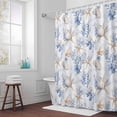 thumbnail image 3 of Summer Ocean Bathroom Shower Curtain, Watercolor Blue Brown Coral Starfish Waterproof Washable Soft Bath Curtain for Bathtub Decor with 12 Hooks&Grommet, 54x78 Inch, 3 of 9