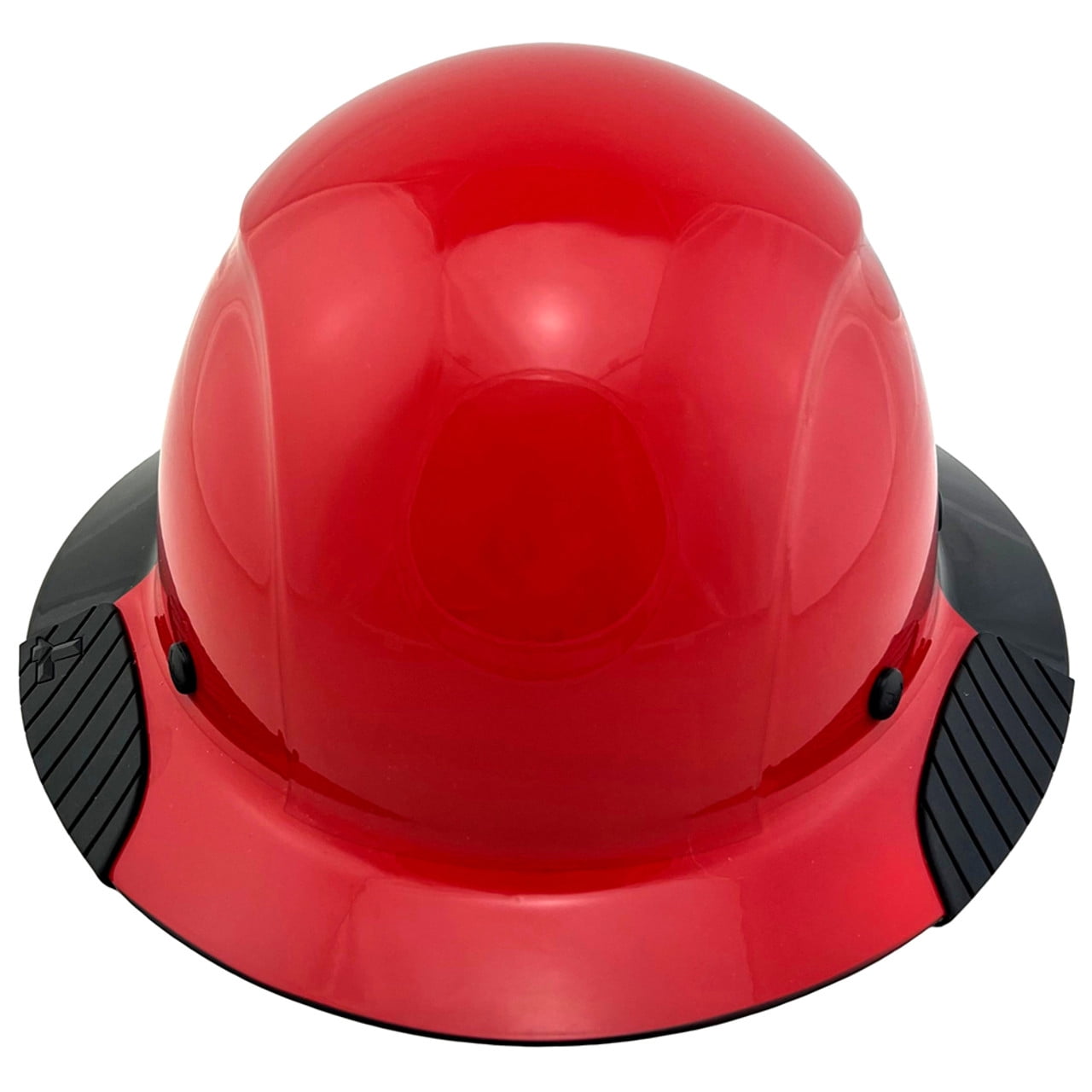 DAX Fiberglass Composite Hard Hat - Full Brim Glossy Black and Red with Tote