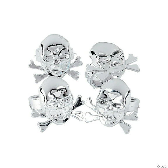 Pewter-Finished Pirate Skull Rings (4Dz) - Jewelry - 48 Pieces