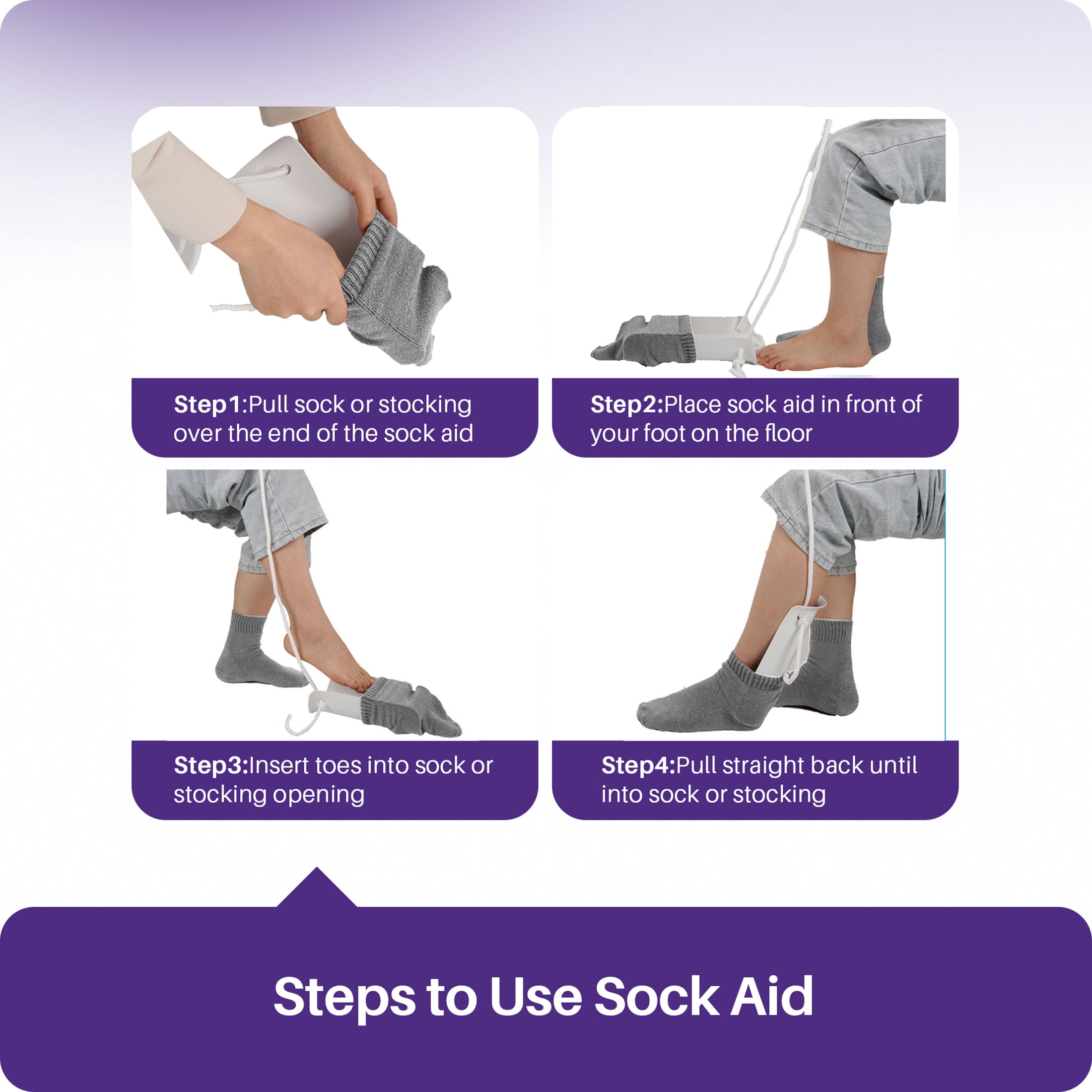 KEKOY Easy on and off Sock Aid, Pulling Assist Device - Sock Helper Aid Tool with Foam Handles - Sock Assist Device for Elderly, Senior, Pregnant, Diabetics