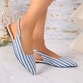 thumbnail image 6 of Purcolt Womens Stripes Canvas Slingback Flats Dressy Casual Pointed Toe Slip On Ballet Shoes Comfort Soft Sole Dress Shoes with Elastic Ankle Strap, 6 of 9