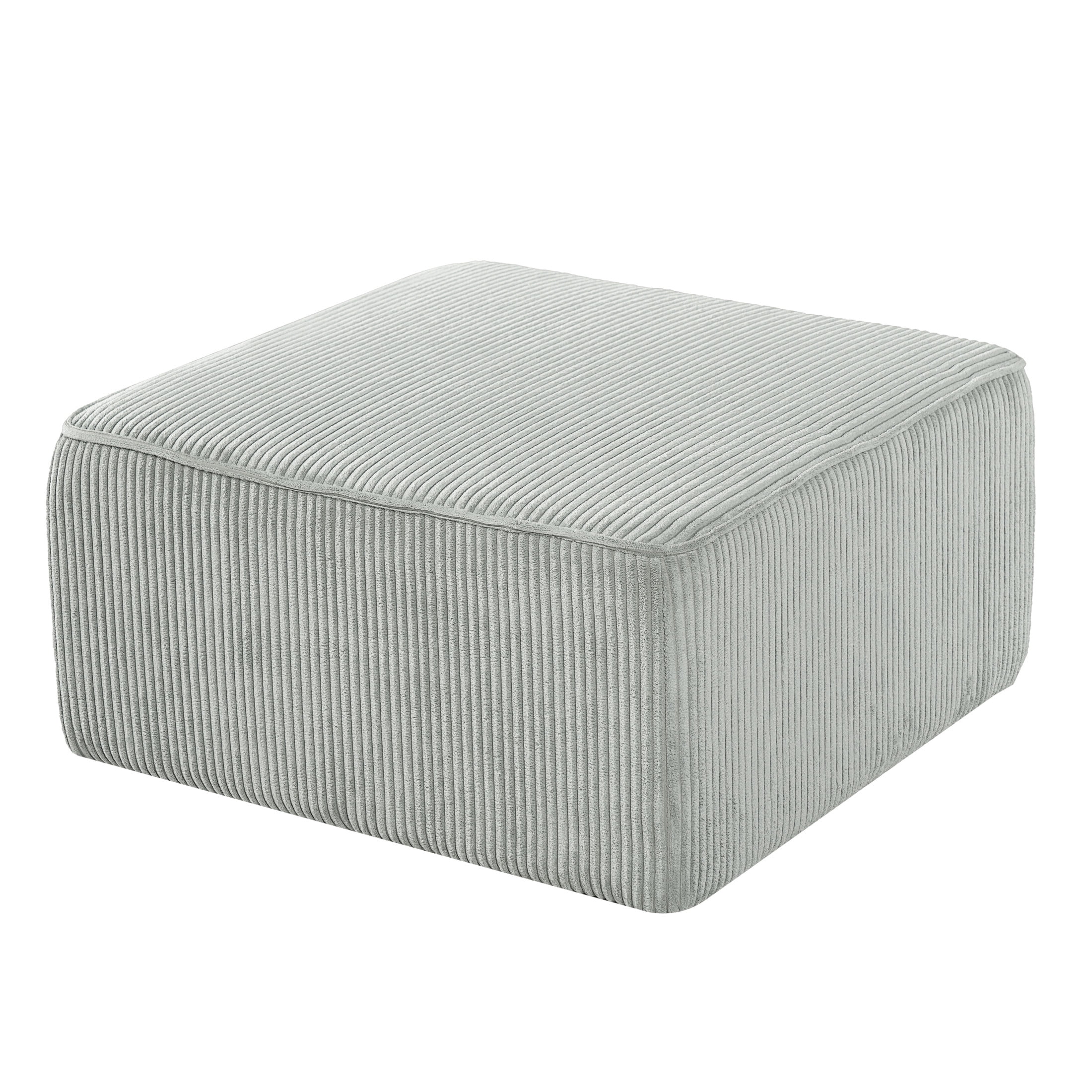 Christopher Knight Home 29.7" Corduroy Upholstered Sectional Ottoman, Wood Frame, Light Blue